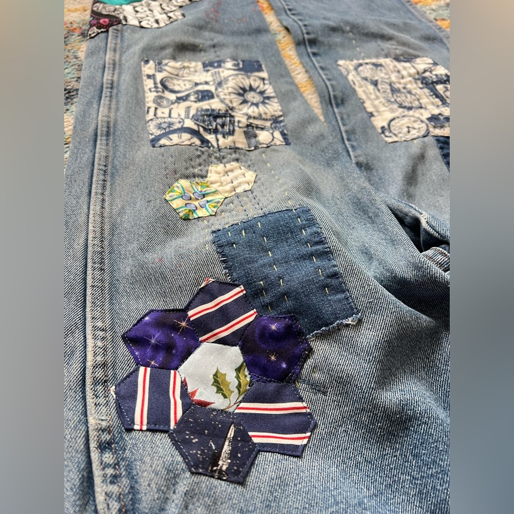 Floral Upcycled Patchwork Denim - Picture 9 of 16